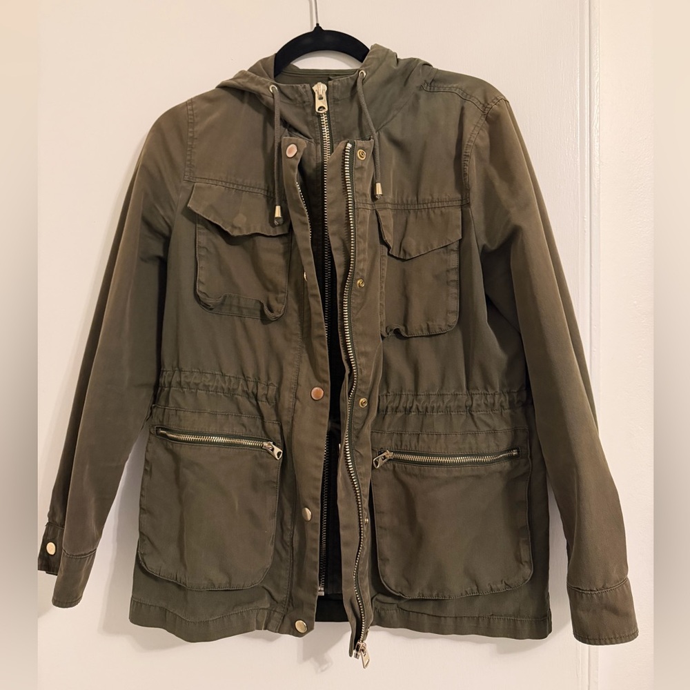 Topshop Olive Zip-Up Jacket